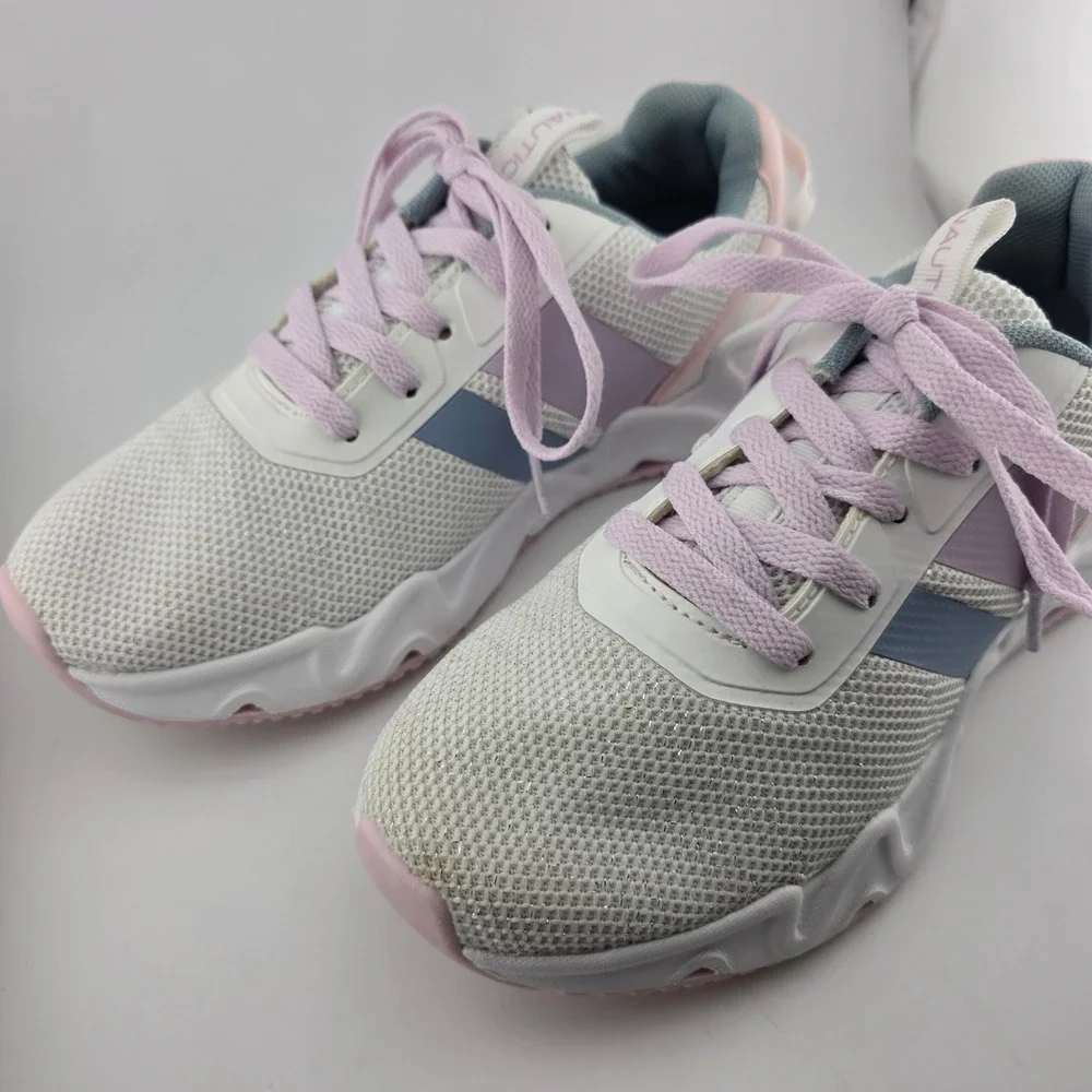 Nautica Manalapin 2S Athletic Chunky Mesh‎ Sneakers Girls Size 4 White Pink Fair